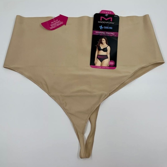 Maidenform Curvy Cooling Shaping No Pinch Waistbnd Thong w/ Firm Control Size 3X - Picture 2 of 6